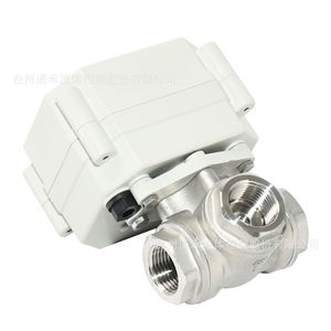 Vanne à boisseau sphérique miniature électrique 1/2 pouce en acier inoxydable, type L, type T, avec fenêtre indicatrice pour eau et air - Product Image 1