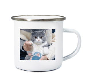 <span class=keywords><strong>Taza</strong></span> de esmalte blanco de sublimación de 11oz <span class=keywords><strong>con</strong></span> borde plateado <span class=keywords><strong>Taza</strong></span> de metal de café de viaje para acampar para Navidad Día de Acción de Gracias - Product Image 4