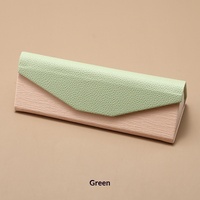 Étui à lunettes triangulaire texturé en cuir PU de qualité supérieure, pliable, portable, magnétique, résistant à la pression, élégant