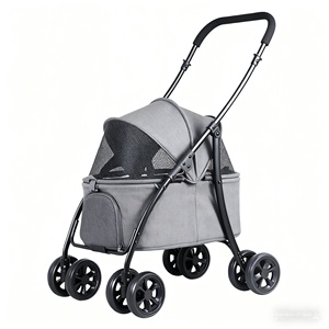 डिजाइनर डिय फोल्डेबल 4-व्हील पालतू बिल्ली और कुत्ते के साथ स्टलर रोलर - Product Image 5