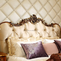 Meubles de chambre à coucher de luxe européens, lit double en bois sculpté et tissu, style américain, en bois massif, pour usage domestique