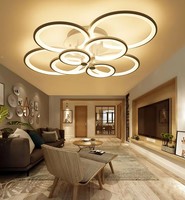 Lustre suspendu LED multi-anneaux de style nordique, nouvelle lampe moderne à LED, luminaire suspendu, télécommande à intensité variable