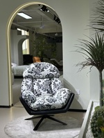 Fauteuil pivotant d'appoint en tissu texturé vert mousse, fauteuil lounge rembourré avec base en métal noir pour salon ou hôtel