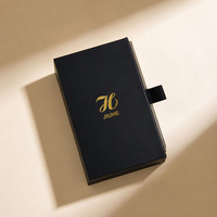 Boîte en carton double couche de style livre haut de gamme avec couvercle rabattable, impression de logo personnalisable en bronze pour l'emballage de bijoux