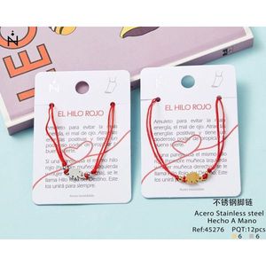 Cavigliera Angelina El Hilo Rojo in acciaio inossidabile, gioiello da donna alla moda per fortuna e protezione. - Product Image 3