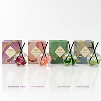 Diffuseur d'huiles essentielles luxueux et artistique avec décor de fleurs séchées, motif marbré, boîte cadeau, pour la maison, l'hôtel, le bureau