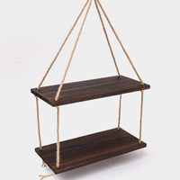 Étagère murale rustique en bois suspendue avec corde, support flottant pour plantes, organisateur décoratif peu encombrant pour chambre, salle de bain, salon