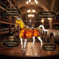 Carafe à whisky créative en verre en forme de cheval, bouteille à liqueur en verre transparent, carafe à whisky faite à la main, pour bar à domicile, hôtel, cadeau de mariage