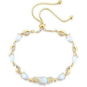 Pulsera de tenis con ópalos en forma de lágrima, chapada en oro de 18 quilates, ajustable para mujer, regalo de joyería fina - Product Image 2