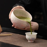 Ensemble cadeau matcha personnalisé de 8 pièces avec glaçage rose effet cristal de glace, kit de préparation japonais pour les amateurs de thé