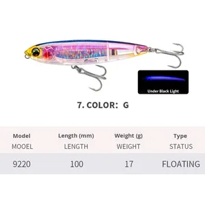 Señuelos de Pesca Tipo Lápiz Flotantes de 17g y 10cm/3.9in, 9 Colores, con Anzuelos Triples con Barbilla y Bolas de Acero Internas, para Lanzamiento Largo - Product Image 6