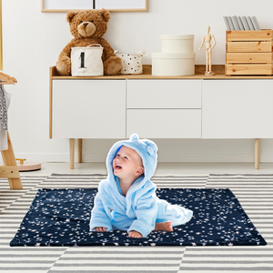 Couverture de réception pour nouveau-né en flanelle douce, imprimée numériquement avec des étoiles, <span class=keywords><strong>bleu</strong></span> foncé, écologique, qualité garantie, idéale comme cadeau pour bébé - Product Image 4