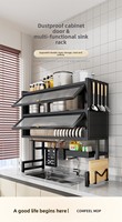 Égouttoir de cuisine double couche en acier avec étagère et support pour couverts/baguettes, organisateur d'évier pour assiettes et vaisselle
