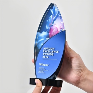 Trofeo de Cristal, Medalla de Espejo Colorida, Premio Conmemorativo, Ceremonia, Campeón de Competición, Estilo Hoja Jp - Product Image 3