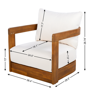 เก้าอี้คลับไม้โอ๊คสำหรับกลางแจ้ง ดีไซน์ทันสมัย ทรงโค้ง พร้อมเบาะกันน้ำ เฟอร์นิเจอร์สำหรับสวนและลานบ้าน - Product Image 6