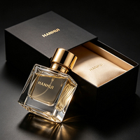 Nouveau design transparent pour homme, flacon de parfum en verre noir dégradé 50ml 100ml avec bouchon et pompe vaporisateur transparente, emballage cosmétique avec couvercle