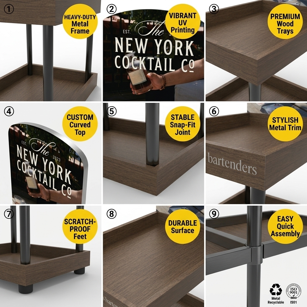 Custom Branded Wood Metal UV Cocktail Display Rack Floor Standing Craft Spirit Gin Bottle Holder Boutique Bar Tasting Room Shelf — view 5
