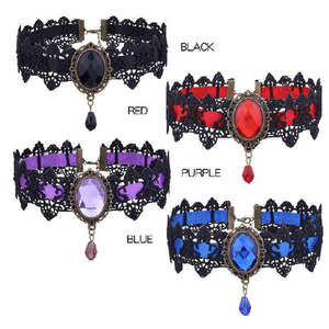 Punk Skull Necklace – Gothic Black Lace Choker With Rhinestones, 90s Layered Chain Collar For Women (Style 3) - View #10