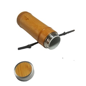 Bamboo Thermos Cup Stainless Steel Inner 12-24h Insulation Travel Portable For All Ages Coffee Brown Straight Design ZB-04 - Product Image 5