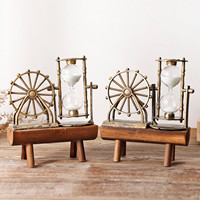 Ornements de style européen rétro en forme de sablier, décorations écologiques en bois et fer pour la maison, grande roue, cadeau d'anniversaire pour étudiants et couples