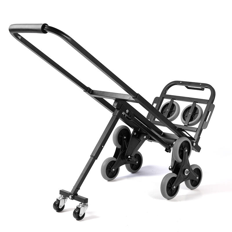 2 Wheels Three-wheel Stair Climbing Hand Trolley Portable Shopping Cart Folding Small Steel Tubing OEM Tools Luggage Cart