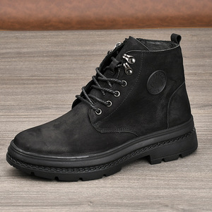 Bottes d'hiver chaudes pour hommes en cuir véritable, bout rond, semelle extérieure en caoutchouc, doublure en fourrure, semelle intermédiaire en EVA - Product Image 3