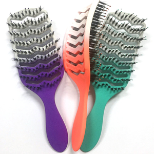 2022 Private label gradient brush hair brush just anti-static telescopic styling hollow curved curly fluffy brush