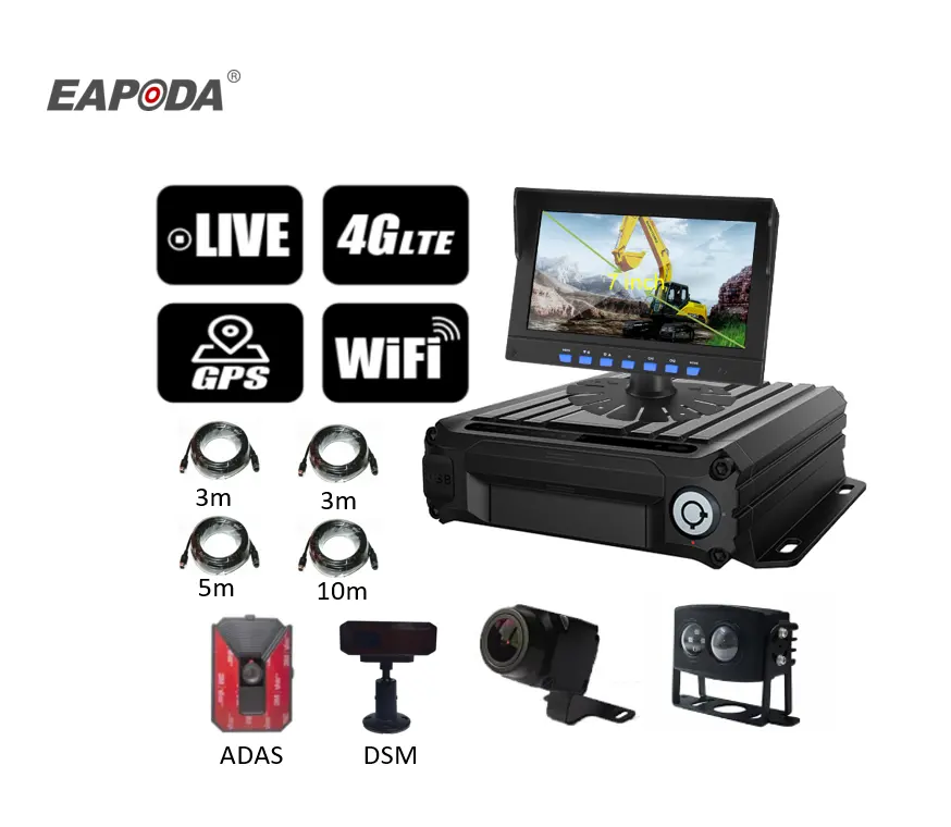 EAPODA Kamera CCTV Wifi Gps, kamera Dvr mobil, sistem CCTV pelacak Gps MDVR, kartu SD, Gps, Wifi, 4G, untuk kendaraan mobil