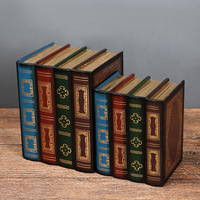 Caja de Joyería de Madera Personalizada con Diseño de Libro Simulado, Adorno Decorativo de Oficina Estilo Retro Europeo