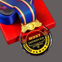 Médaille en verre cristal personnalisée de prestige avec ruban, plaquée or, gravée, pour compétition sportive, événement professionnel, souvenir, cadeau