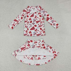 GLD1286 RTS Little active girl red grey <b>bows</b> print outfits kids wholesale girl yoga child clothing Athletic set - Product Image 2