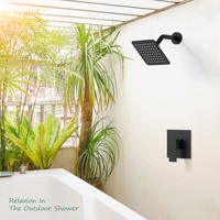 Robinet de douche à effet pluie en laiton noir mat à fonction unique contemporain Poignée carrée Vanne en céramique Core Pause Jet Soft Hotels