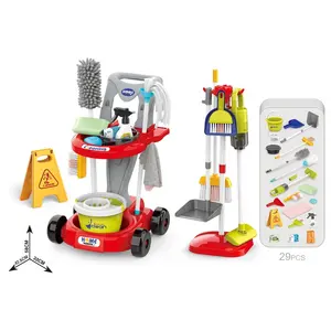 Pretend Play Learning Kids Cleaning Cart Set 29pcs Housekeeping And Cleaning Toys Clean Tools Plastic Toy