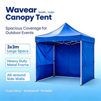 Tente Pop-Up 3x3m avec Structure en Acier Durable et Parois Latérales Complètes en Tissu Imperméable pour Mariages, Glamping et Stands de Vendeurs