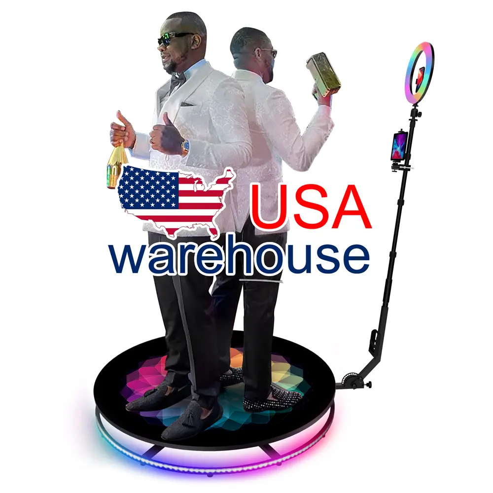 USA Warehouse Party Automatic photo booth selfie 360 photo booth entertainment Rotate base with fill in light