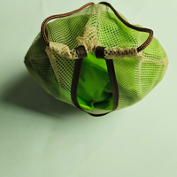 Sac de courses réutilisable en filet à cordon de serrage XIYI, écologique et durable, couleur unie, 45x47cm, pour fruits et rangement de cuisine