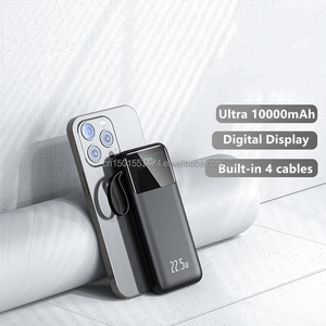 Hàng mới mỏng ngân hàng điện 10000mAh với 4 dây cáp dẫn hiển thị PD 20W Type-C đầu ra du lịch sạc di động 22.5W sạc nhanh - Product Image 5