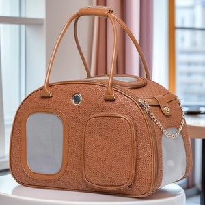Sac à dos respirant pour animaux de compagnie en PU à carreaux avec petite poche pour chatons et chiens, sac fourre-tout pour femme - Product Image 1