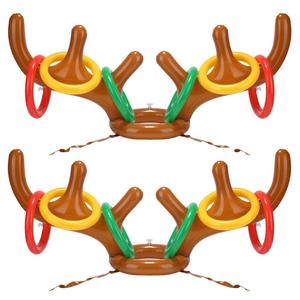 Jeu de lancer d'anneaux gonflable en PVC pour fête et festival, avec motifs tête de cerf, flamant rose et cactus, pour enfants et famille - Product Image 1