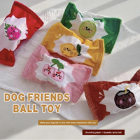 Jouet pour chien en peluche durable, motif fruits, forme bonbon coréen mignon, avec compartiment pour friandises, balle à picots couineuse pour usage intérieur