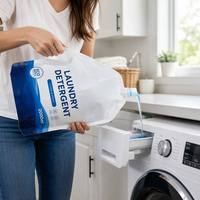Pochette de recharge personnalisée de 2000 ml pour lessive avec poignée, emballage Doypack autoportant pour détergent liquide