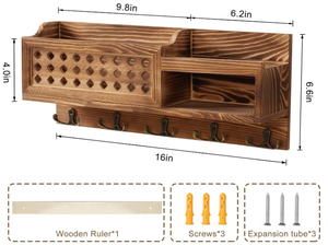 Lusso Logo personalizzato in legno flottante espositore portachiavi per auto posta organizzatore per montaggio a parete con ganci per ripiano - Product Image 2
