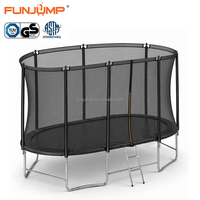 Trampoline ovale 8x13 pieds avec filet de sécurité et échelle pour enfants et adultes, cadre galvanisé robuste, certifié TUV