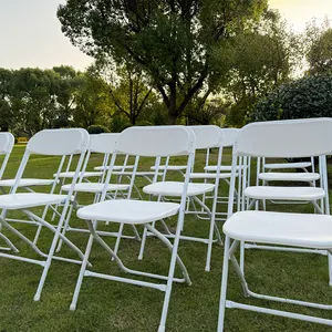 白色折叠椅批发钢塑折叠椅适合草坪婚礼派对出租生日花园