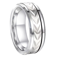CHENG JEWELERS Bague rotative anti-anxiété pour homme en carbure de tungstène plaqué rhodium, style punk, bijou chapelet, 4mm-12mm, argent