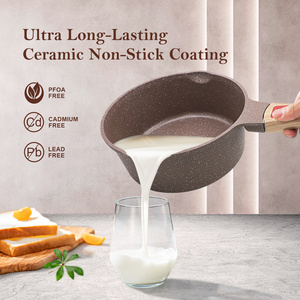 Sanlang กระทะเซรามิคไม่ติด<span class=keywords><strong>หม้อ</strong></span>นมเซรามิกทำจากอะลูมิเนียมหล่อสำหรับเด็กพร้อมที่จับและฝาแบบถอดออกได้ - Product Image 4