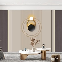 Blau-Orange Farbverlauf Bergwand-Panel Maßgefertigte Vertikale Lattenwand-Platte Luxuriöser Wohnzimmer-TV-Hintergrund für Zuhause und Apartment