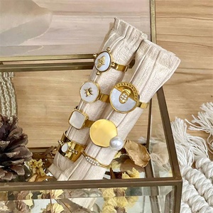 Joyería para Fiestas al por Mayor, Anillo de Acero Inoxidable con Perla de Concha, Anillos de Perlas - Product Image 4