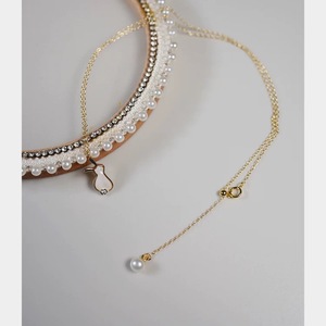 Collar Ajustable con Conejito y Perla de Agua Dulce, Cadena de Clavícula Juguetona para Niña, Colgantes y Dijes de Perlas - Product Image 2