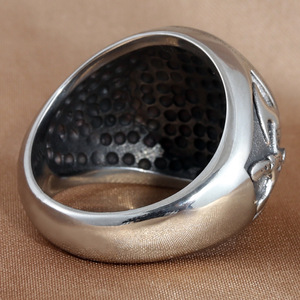Bague boussole en acier titane pour homme, design géométrique argenté, style punk, bijou cadeau 213048 - Product Image 3